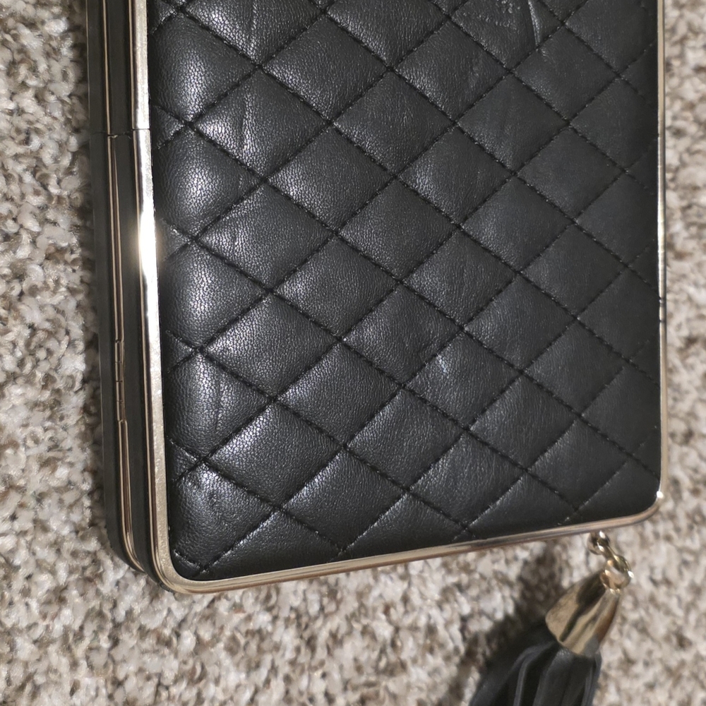 Vintage Lulu's Black Quilted Clutch with Luxurious Finish